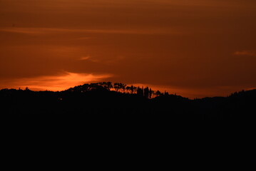 beautiful summer sunset from Agioi douloi village in Corfu, Greece