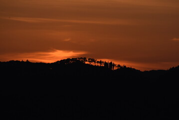 beautiful summer sunset from Agioi douloi village in Corfu, Greece