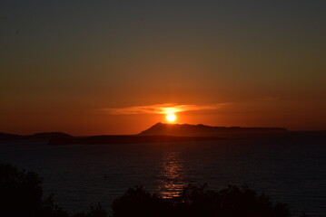 beautiful summer sunset from Agioi douloi village in Corfu, Greece