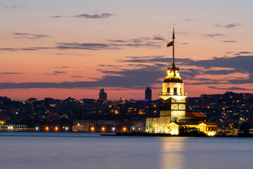 view of maidens tower and city at night