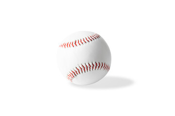 White baseball with red threads isolated on white