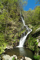 Fototapeta na wymiar Waterfall. Waterfall Seimeira Santa Eulalia de Oscos. Copy space.