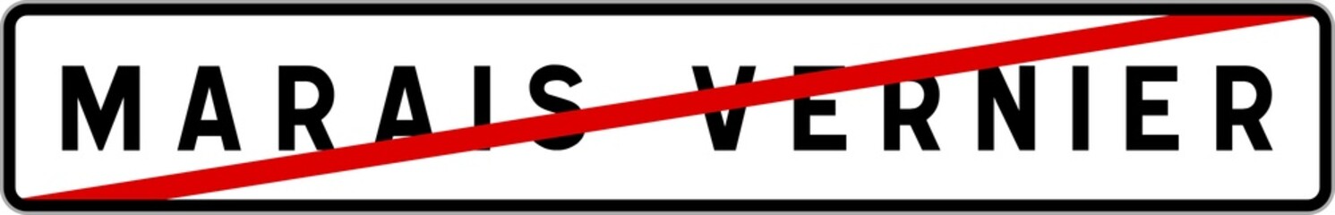 Panneau sortie ville agglomération Marais-Vernier / Town exit sign Marais-Vernier