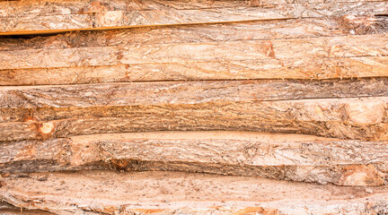 Warehouse wood closeup. At the sawmill plant wooden blanks for furniture and construction.