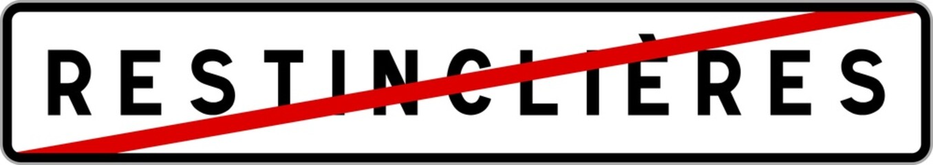 Panneau sortie ville agglomération Restinclières / Town exit sign Restinclières