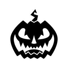 Halloween pumpkin icon. Black silhouette. Front view. Vector simple flat graphic illustration. Isolated object on a white background. Isolate.