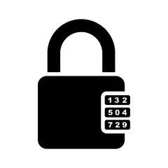 Combination padlock icon. Black silhouette. Front side view. Vector simple flat graphic illustration. Isolated object on a white background. Isolate.