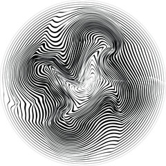 Abstract twirl lines element . Fluid wavy shape .Striped linear pattern . Music sound wave . Vector illustration