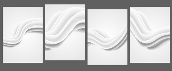 3d illustration of grey and white colored abstract wavy lines backgrounds.