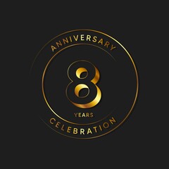8 Years Anniversary Celebration, Logo, Vector Design Illustration Template