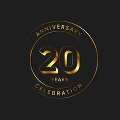 20 Years Anniversary Celebration, Logo, Vector Design Illustration Template