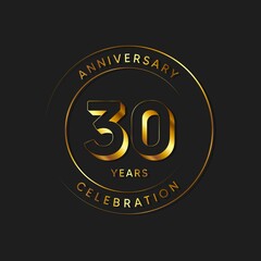 30 Years Anniversary Celebration, Logo, Vector Design Illustration Template