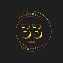 Fototapeta premium 33 Years Anniversary Celebration, Logo, Vector Design Illustration Template