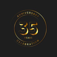 35 Years Anniversary Celebration, Logo, Vector Design Illustration Template