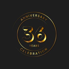 36 Years Anniversary Celebration, Logo, Vector Design Illustration Template