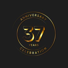 Naklejka premium 37 Years Anniversary Celebration, Logo, Vector Design Illustration Template