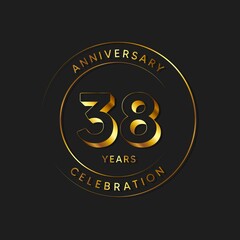 38 Years Anniversary Celebration, Logo, Vector Design Illustration Template
