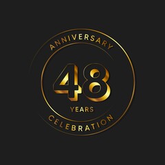48 Years Anniversary Celebration, Logo, Vector Design Illustration Template