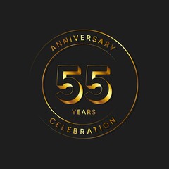 55 Years Anniversary Celebration, Logo, Vector Design Illustration Template