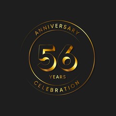 56 Years Anniversary Celebration, Logo, Vector Design Illustration Template - obrazy, fototapety, plakaty