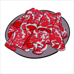 sliced meat. shabu shabu. hot pot. bulgogi. thinly premium beef. Asian food. Korean. Chinese eat. japanese dish. 