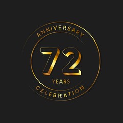 72 Years Anniversary Celebration, Logo, Vector Design Illustration Template