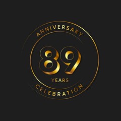 89 Years Anniversary Celebration, Logo, Vector Design Illustration Template