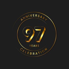 97 Years Anniversary Celebration, Logo, Vector Design Illustration Template