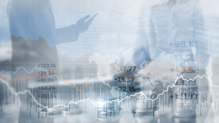 Stock market or forex trading graph and candlestick chart. Mexed Media 2022