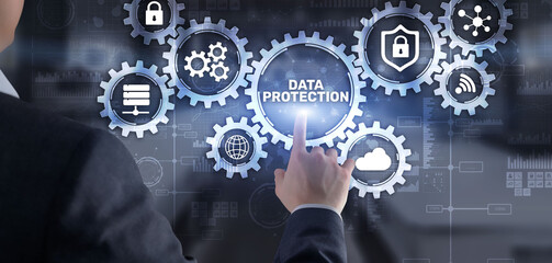 Data protection information privacy cyber security concept. Mixed media