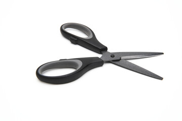 black/grey scissors open isolated on white  