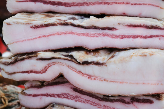 Pile of salted Iberian bacon