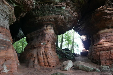 Obraz premium Fels und Wald am Altschlossfelsen im Pfälzerwald