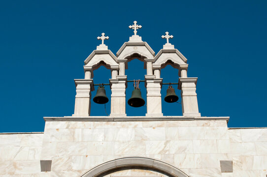 Low angle view of a monastery, Panagia Tourliani Monastery, Ano Mera, Mykonos, Cyclades Islands, Greece