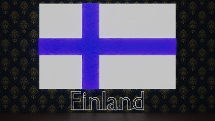 Flag of the country of Finland with fonts