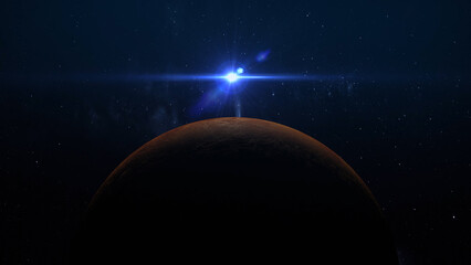 3D Rendering 4K Venus in Deep Space with Sun