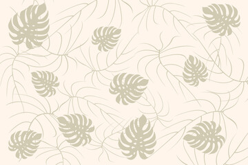 Tropical leaf wallpaper, Nature leaf pattern design with hand drawn pastel color concept for fabrics, prints, covers, banners, invitations and more