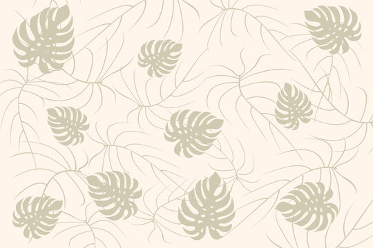 Tropical leaf wallpaper, Nature leaf pattern design with hand drawn pastel color concept for fabrics, prints, covers, banners, invitations and more