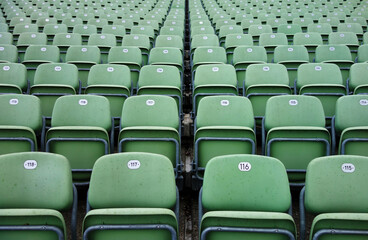 empty stadium seats, green