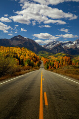 Peak Fall color along San Juan Skyway Scenic Byway near Telluride Colorado