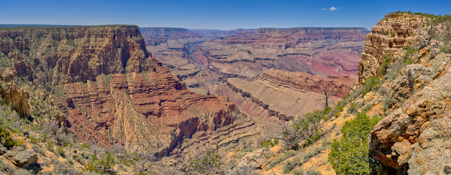 Grand Canyon South Rim Arizona viewed west of Lipan Point on the right. Pinal Point is on the left.