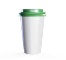 Paper cup for hot drinks on white background 3d render