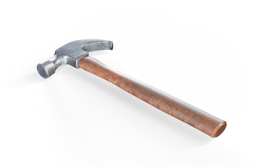 Black and yellow hammer with a rubberized handle isolated on white 3d render