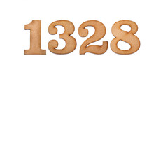 Number 1328 in wood, isolated on white background