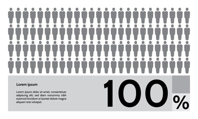 100 percent people population demography, diagram, infographics concept, element design. Vector illustration