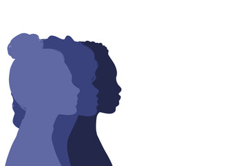 Diversity multiethnic people. Group of people silhouettes with different culture and racial diversity. Multicultural abstract people background.