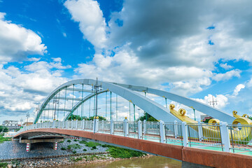 Chan Palace Bridge over the Nan River Chan Palace bridge blue sky background New Landmark It is a major tourist is Public places attraction Phitsanulok at daytime