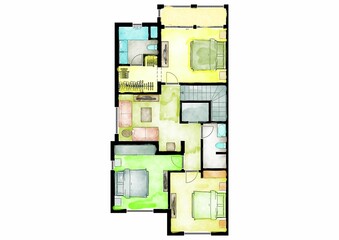 3d floor plan for real estate. House Floor Plan elevation. 3D design of home space.
