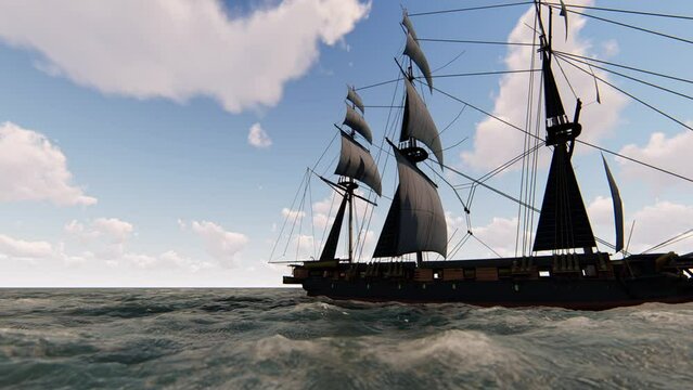 Sailing Galleon animation.Full HD 1920×1080.7 Second Long.