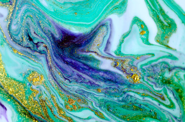 MYSTIC WAVES. Magical painting. Treasury of art. Abstract artwork.Luxury art in Eastern style. Painter uses vibrant paints to create these magic art, with addition golden glitters. MARBLE ART. 